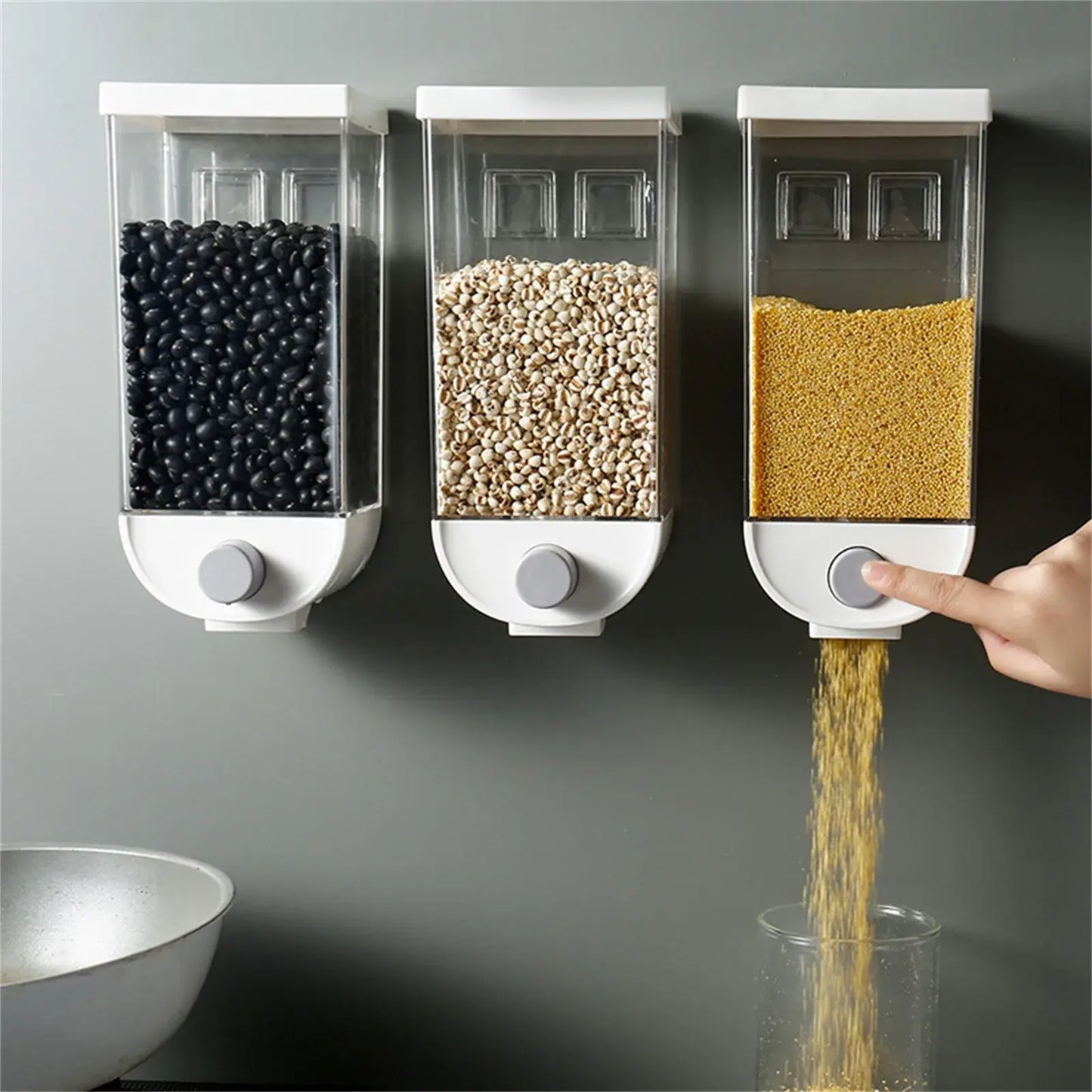 Kitchen Food Storage Easy Press Container Dispenser Wall Mounted